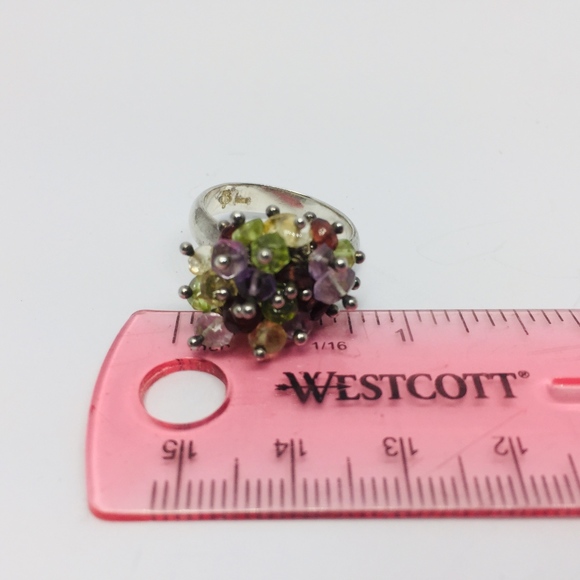 Sterling Gemstone Bead Faceted Cluster Ring - Picture 8 of 8
